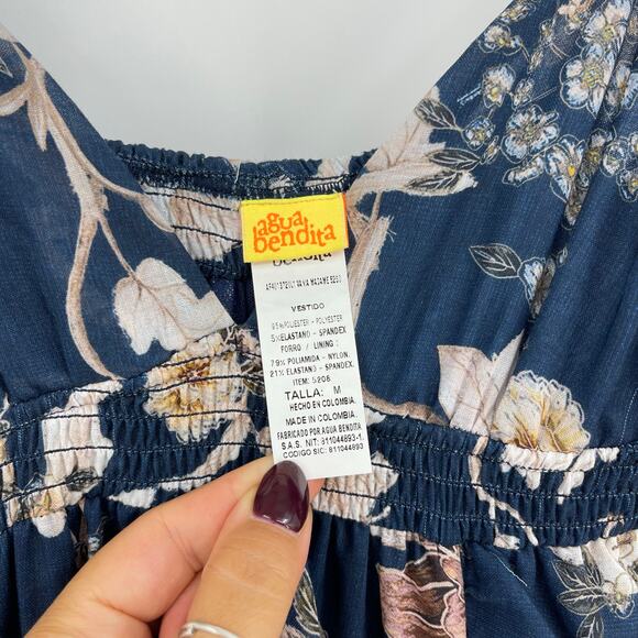 Agua Bendita | Madame Vania Maxi Dress Navy Floral M - Picture 5 of 13